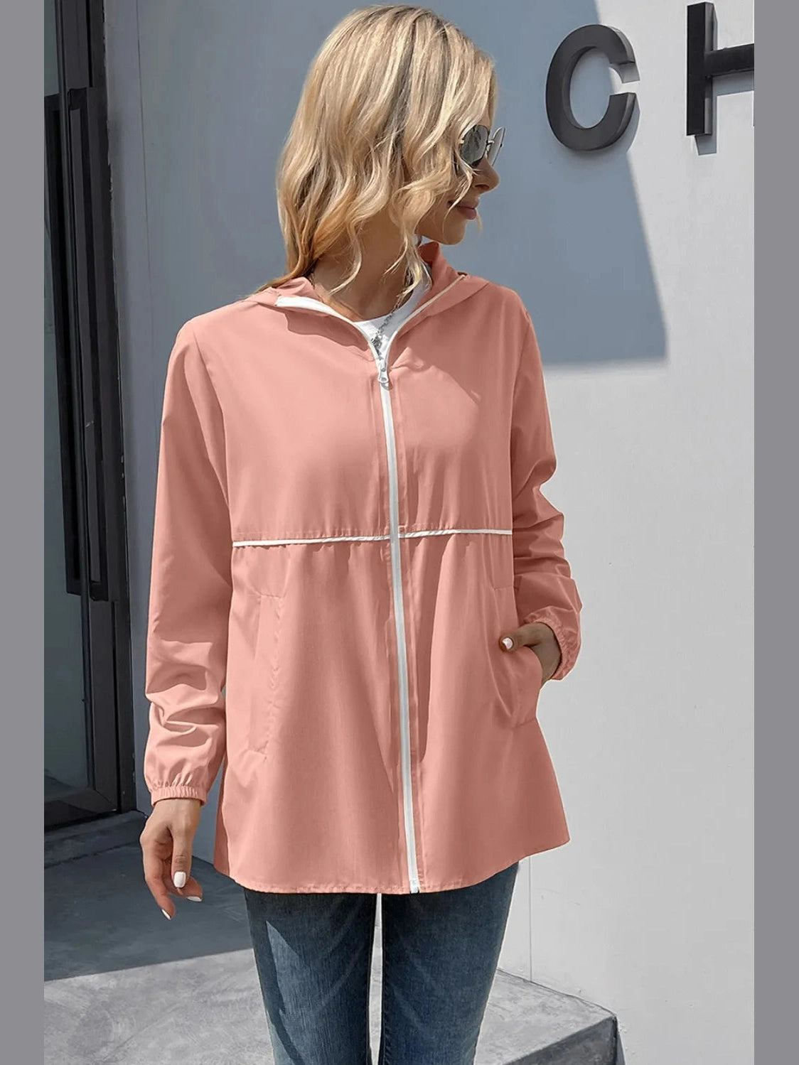 Ivy Lane Zip Up Long Sleeve Hooded Watertight Jacket nicholesgifts