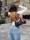 Backless Round Neck Long Sleeve Blouse nicholesgifts