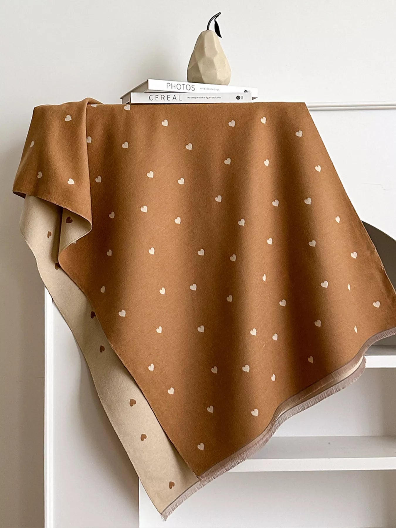 Women Heart Raw Hem Scarf For Valentine's Day Gift nicholesgifts