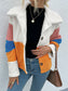 Women Shiny Color Block Button Down Collared Jacket nicholesgifts