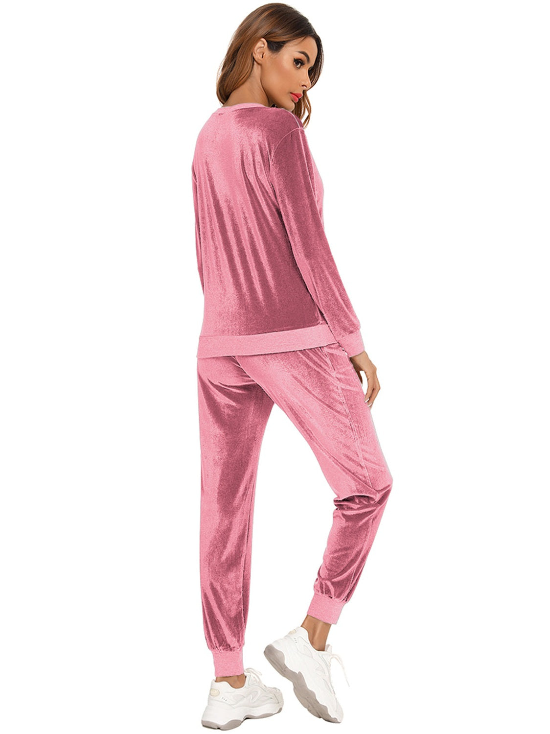 Round Neck Long Sleeve Loungewear Set with Pockets nicholesgifts