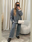 Contrast Trim Round Neck Top and Pants Sweater Set nicholesgifts