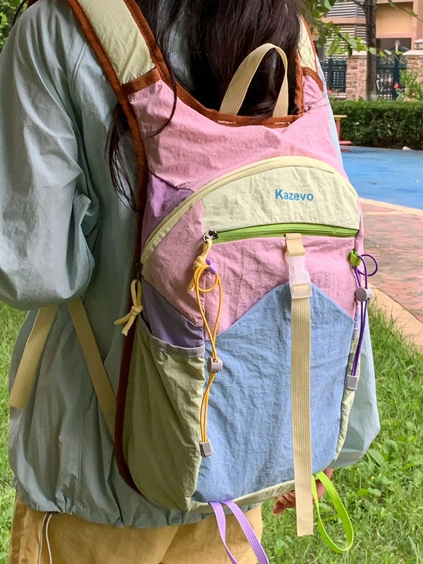 Lightweight Color Block Backpack Bag nicholesgifts
