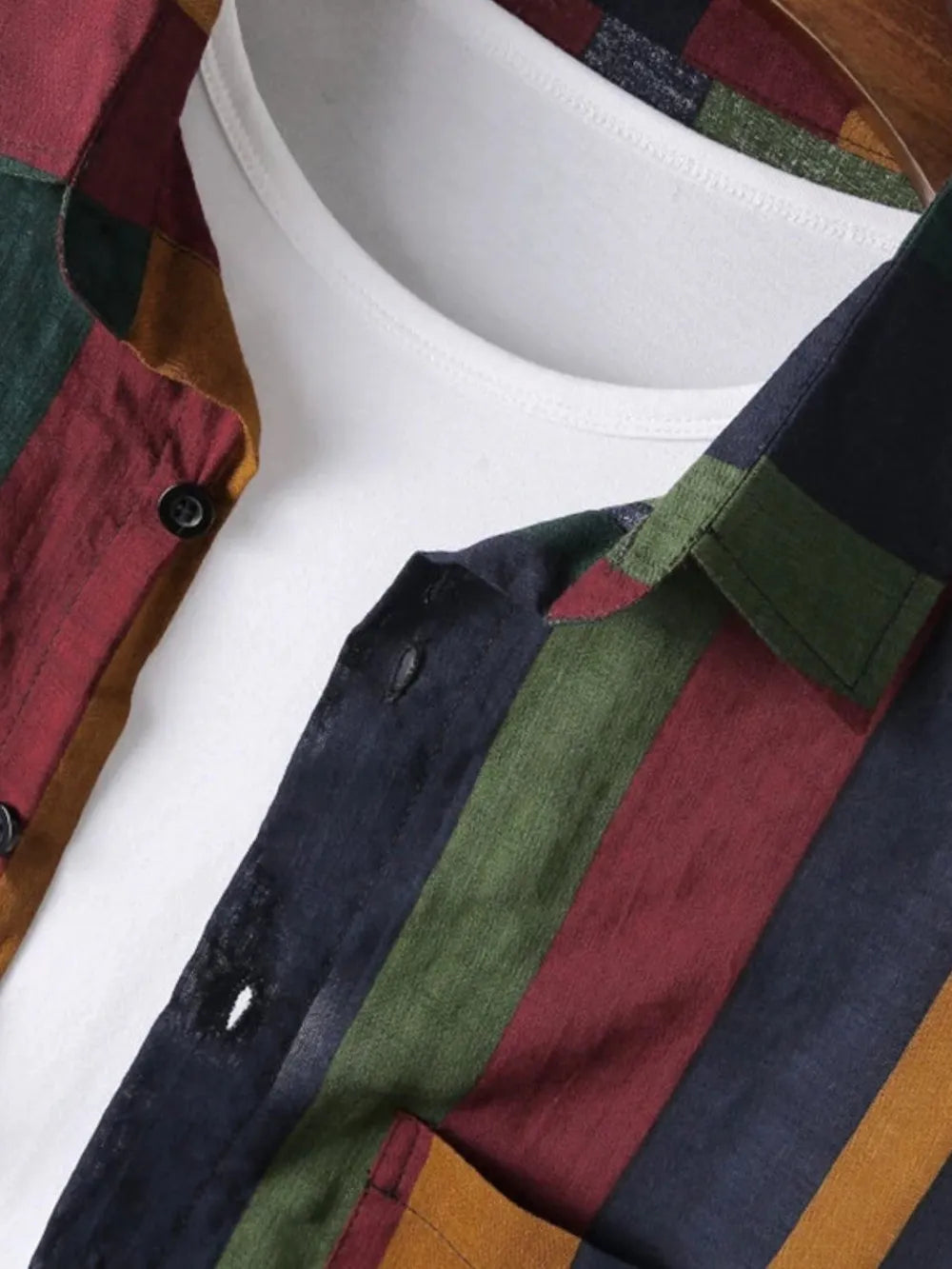 Men's Full Size Contrast Striped Button Down Shirt Plus Size NicholesGifts