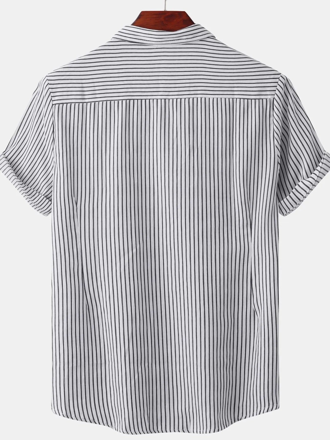 Men's Plus Size Striped Short Sleeve Button-Down Shirt NicholesGifts