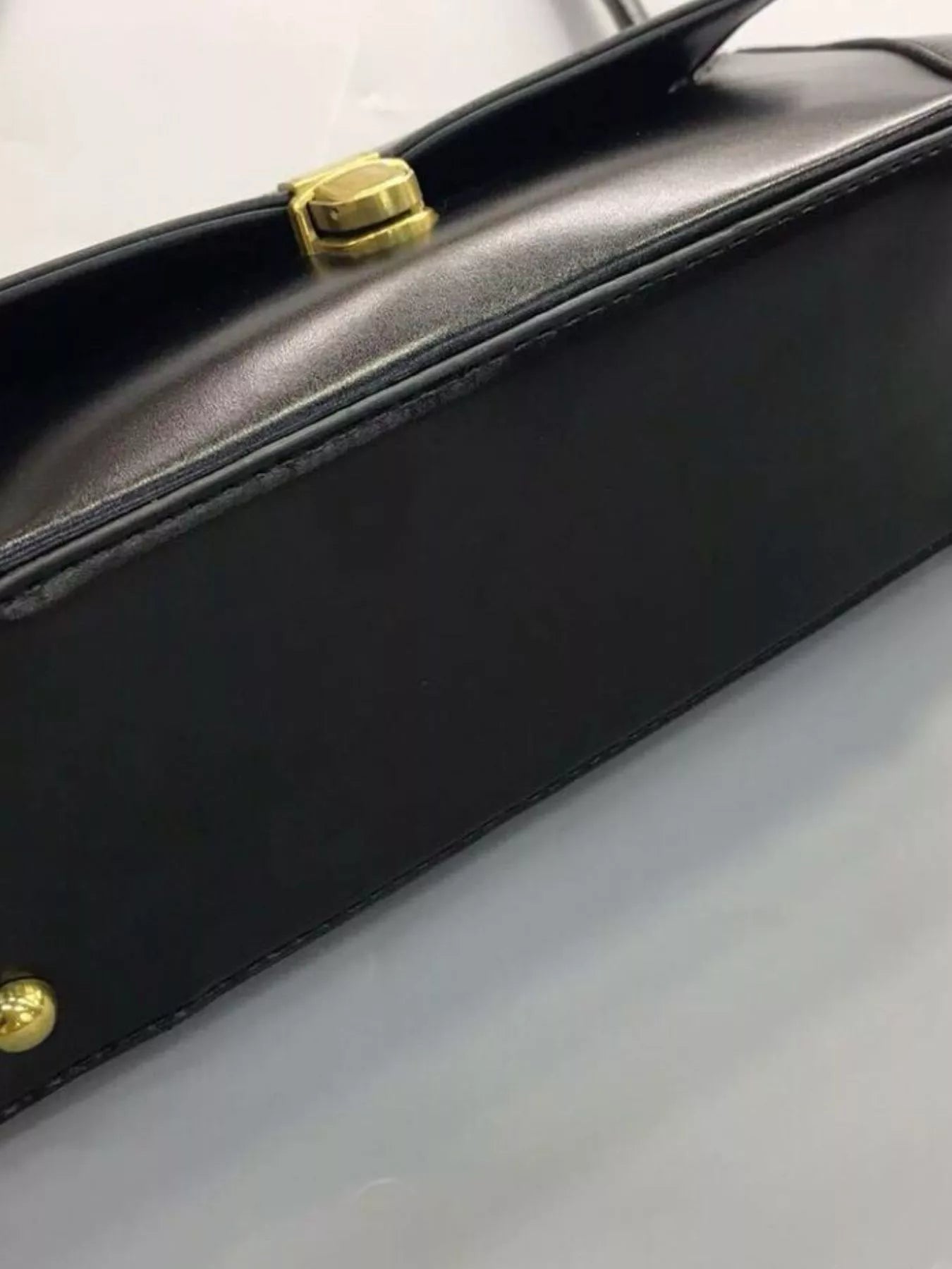 Leather Shoulder Bag with Golden Clasp nicholesgifts
