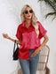 Button Down Collared Neck Short Sleeve Satin Shirt nicholesgifts