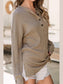 Women Quarter Button Round Neck Dropped Shoulder Knit Top nicholesgifts