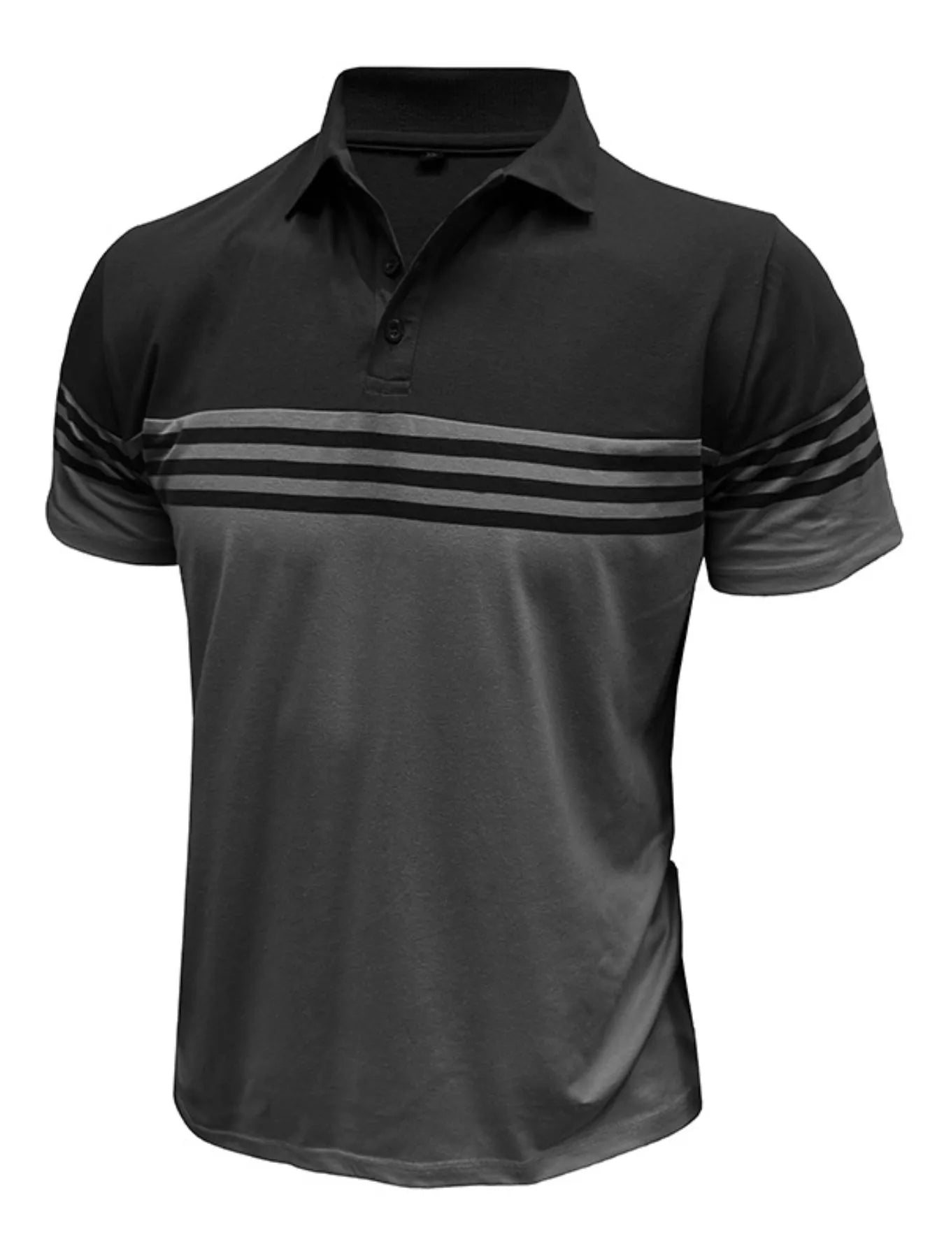 Men's Full Size Color Block Striped Polo Shirt Plus Size NicholesGifts