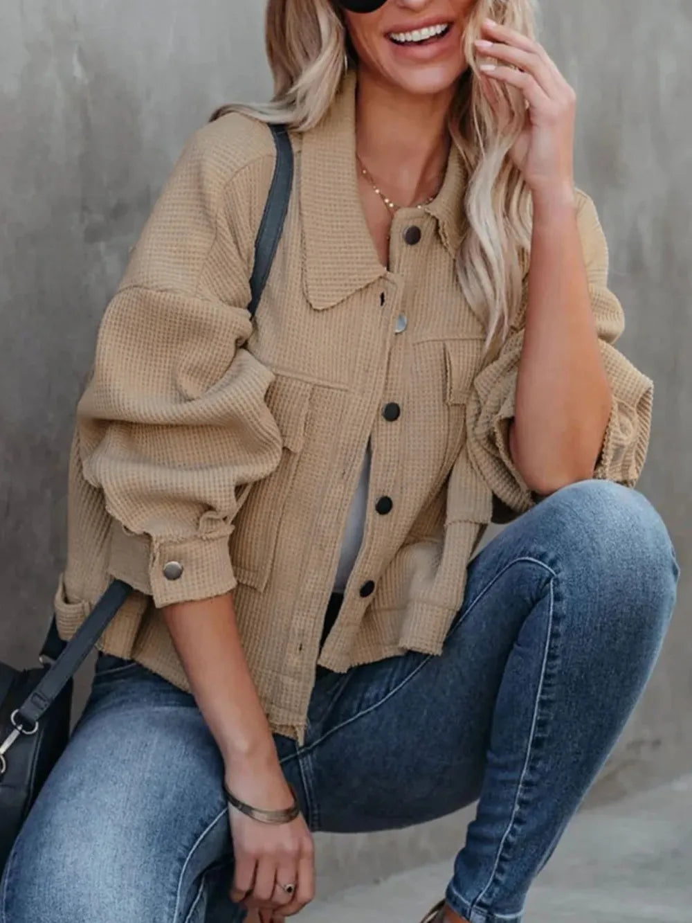 Button Up Long Sleeve Jacket nicholesgifts