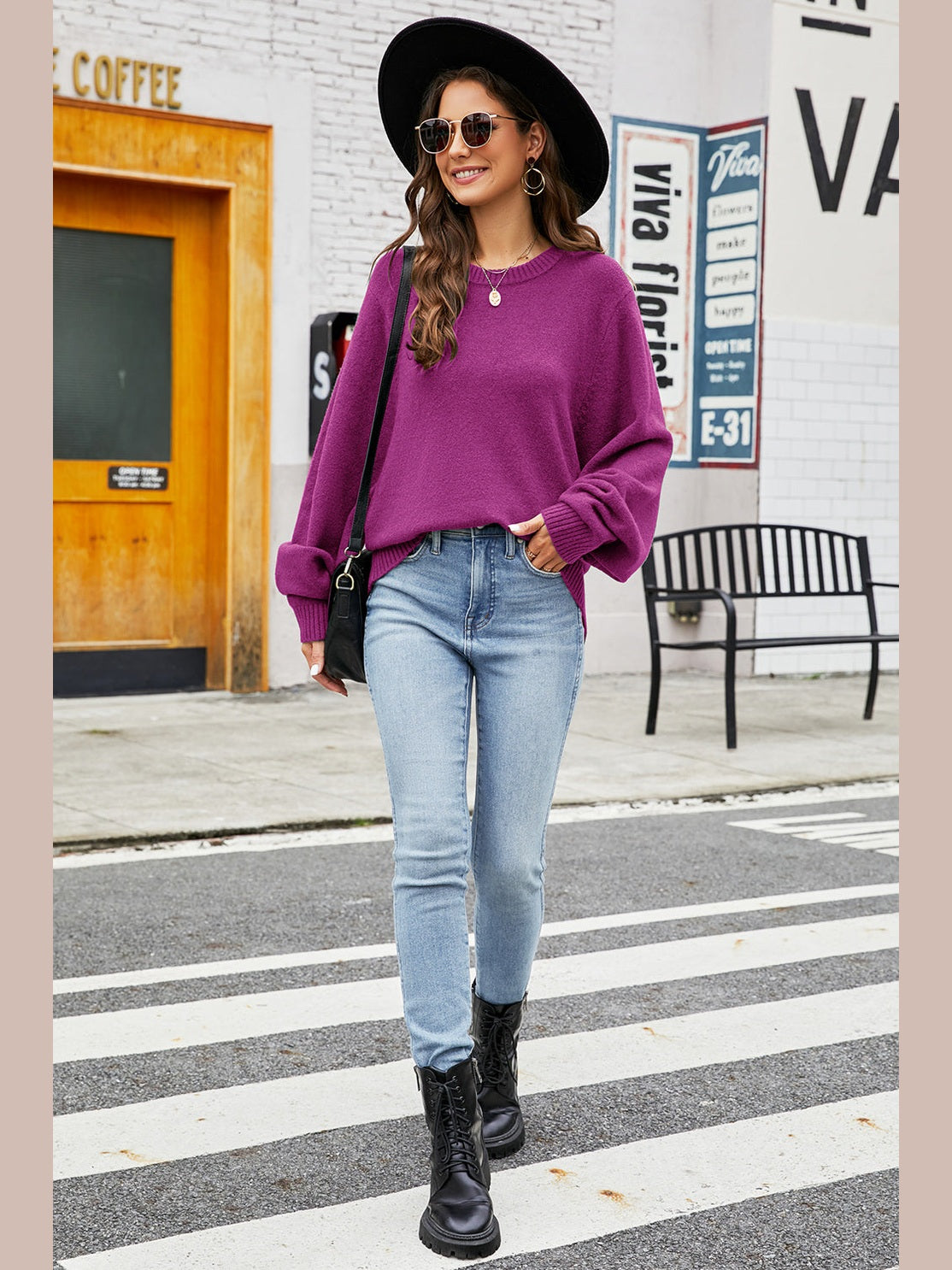 Round Neck Long Sleeve Sweater Trendsi