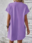 Women Pocketed Round Neck Short Sleeve Dress nicholesgifts