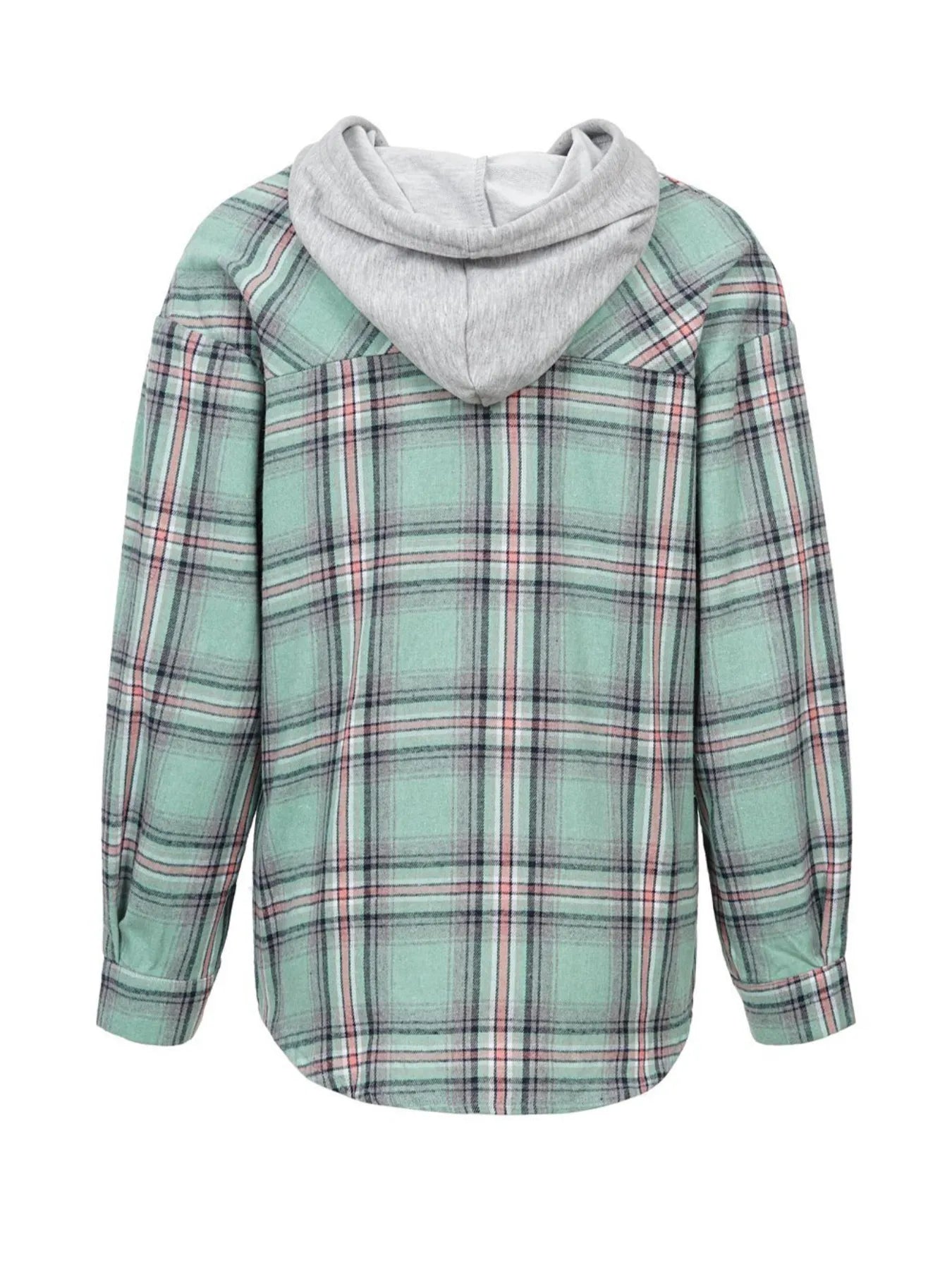Plaid Button-Up Hooded Shirt NicholesGifts