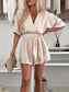 Full Size Surplice Tie Waist Romper Plus Size nicholesgifts
