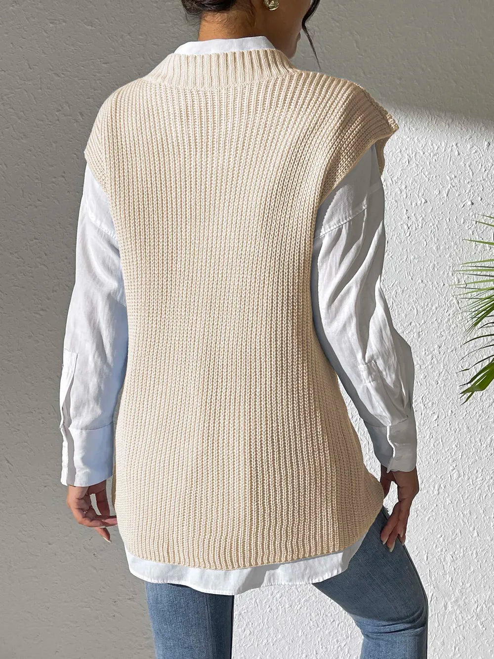 Pearl Trim V-Neck Sweater Vest nicholesgifts