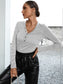 Ivy Lane Striped Buttoned V-Neck Long Sleeve Top nicholesgifts