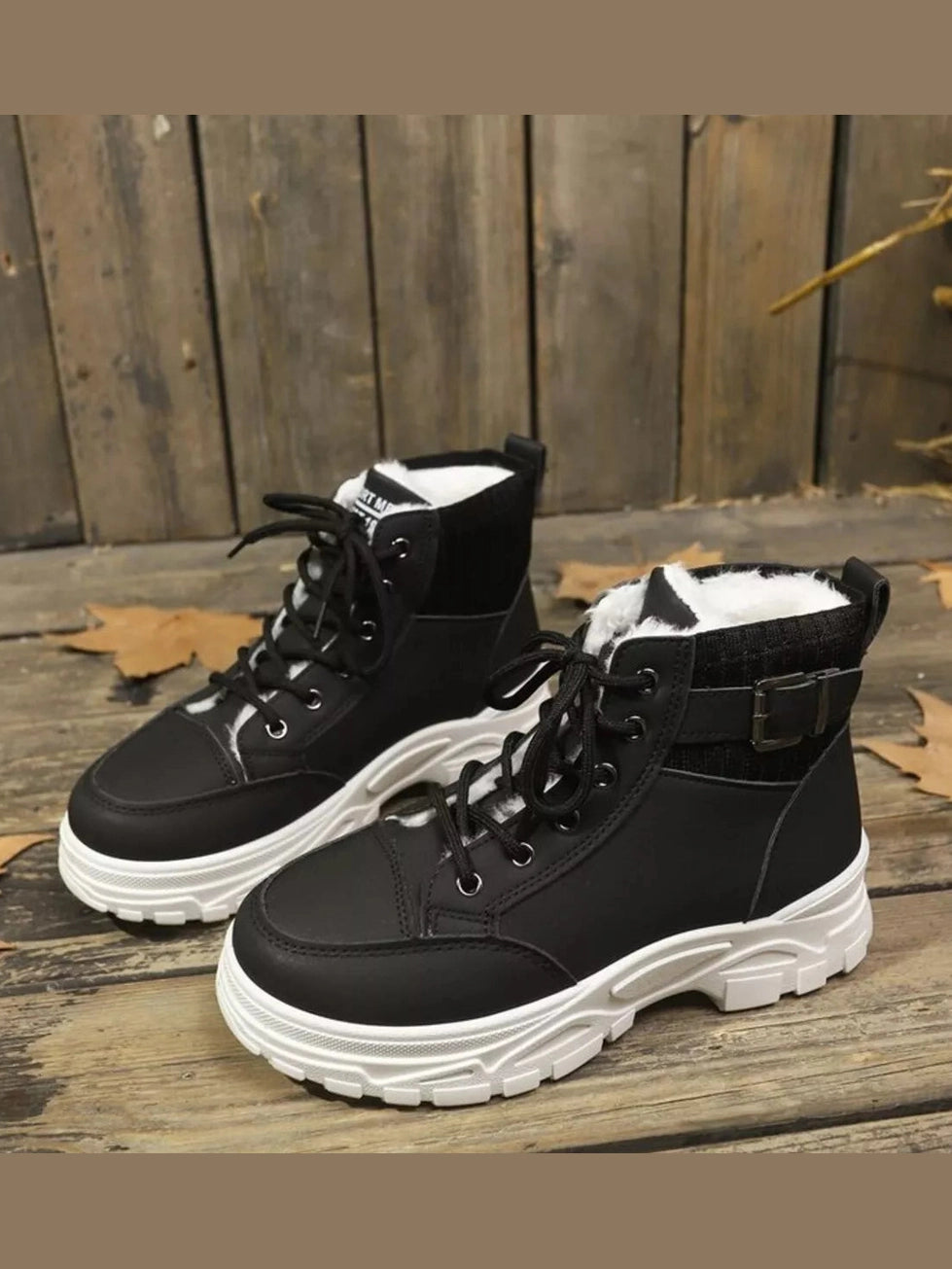 Plush Lining Lace Up Boots nicholesgifts