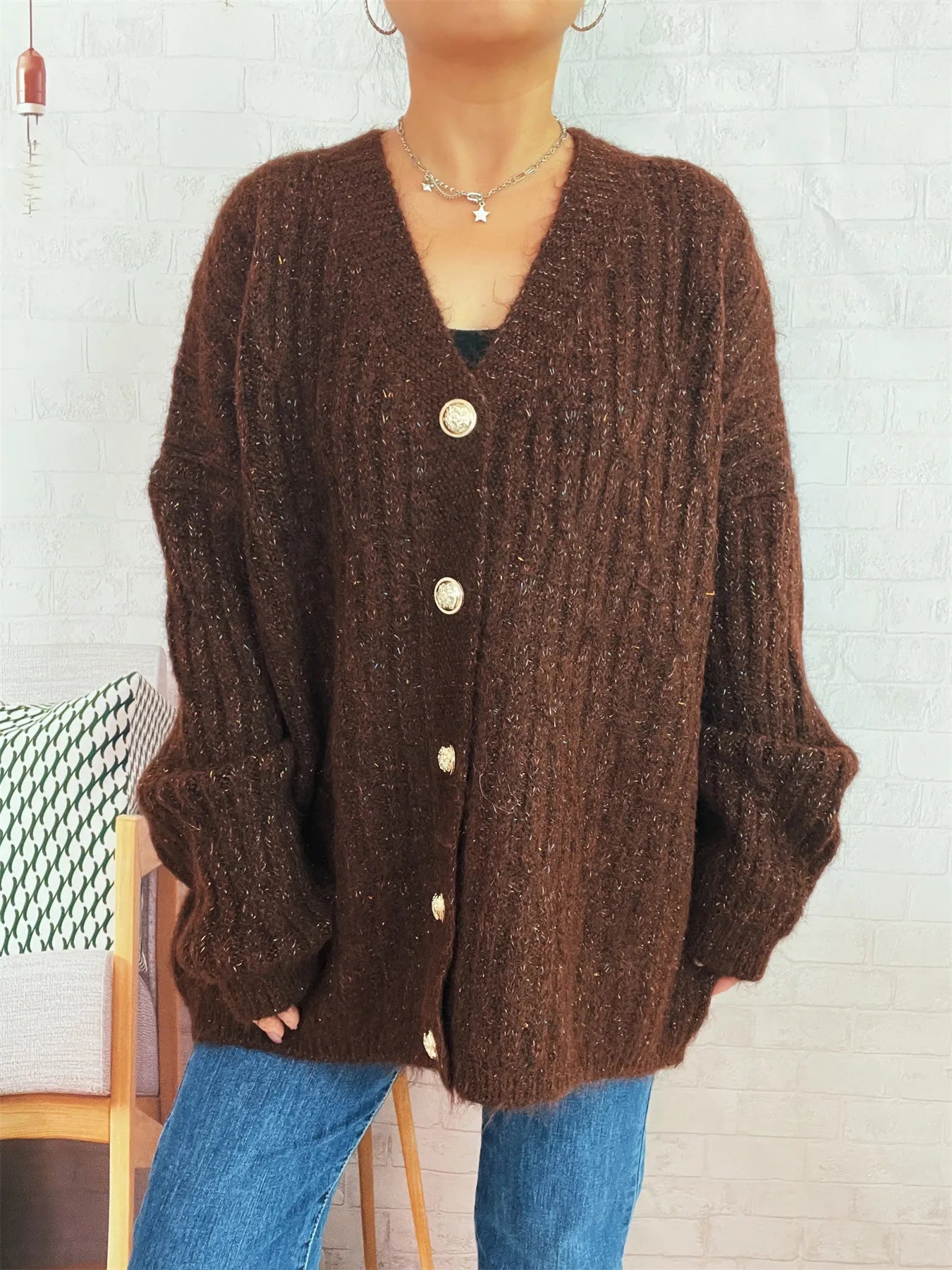 Cable Knit Button-Up Cardigan
