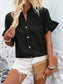 Button Down Ruffled Short Sleeve Shirt nicholesgifts