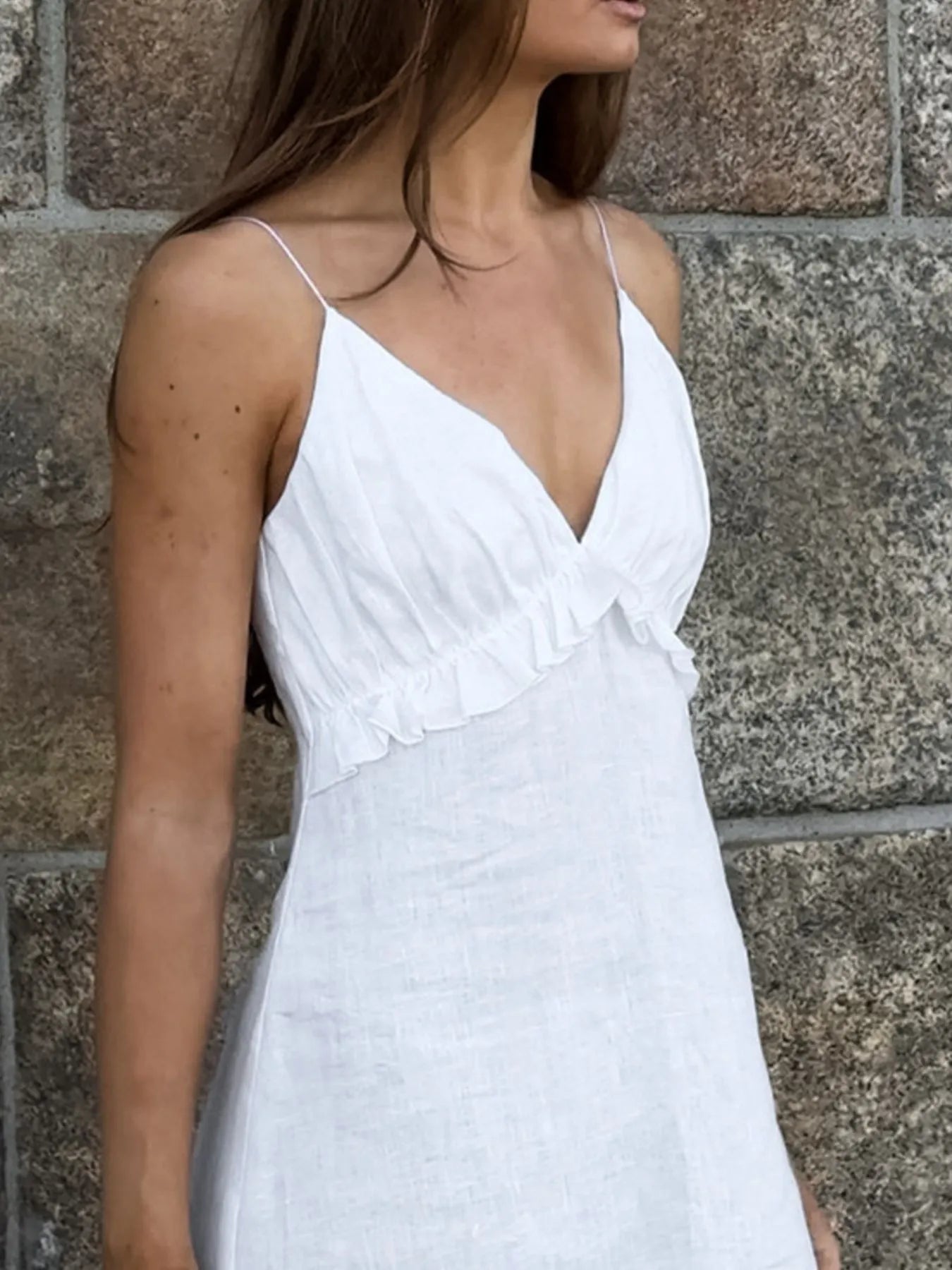 Ruffled V-Neck Maxi Dress Trendsi