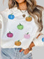 Women Pumpkin Round Neck Long Sleeve Sweatshirt nicholesgifts