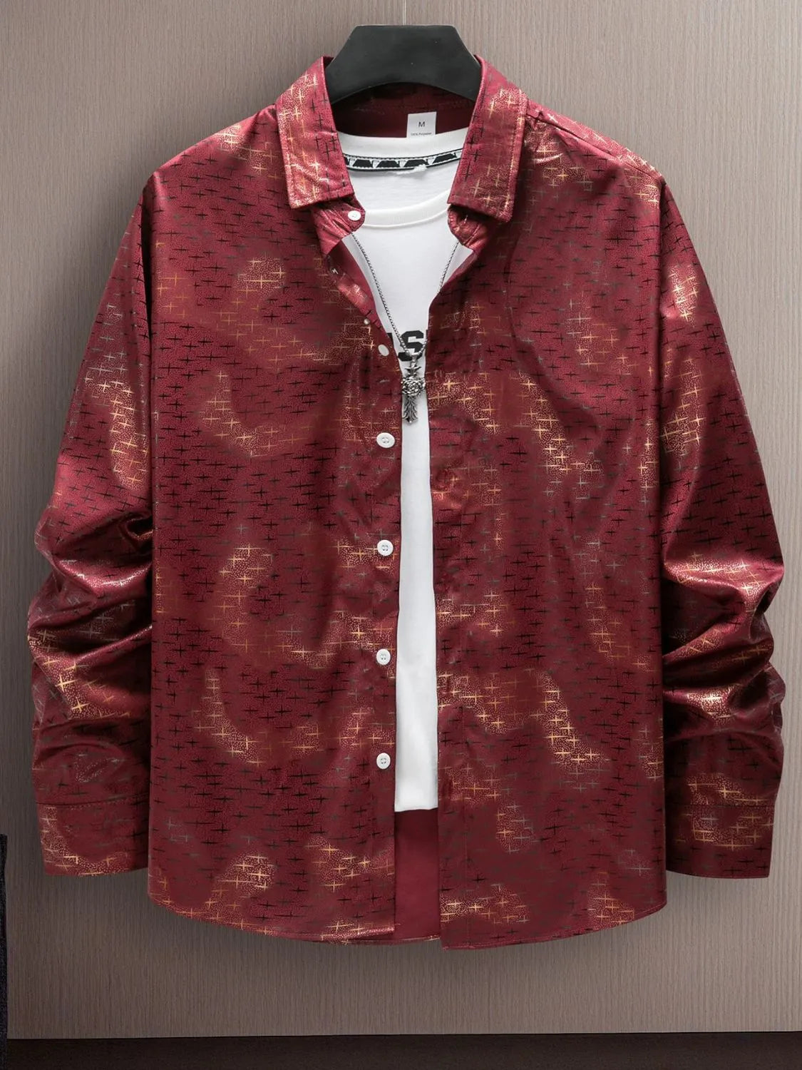 Men's Full Size Collared Neck Long Sleeve Shirt Plus Size NicholesGifts