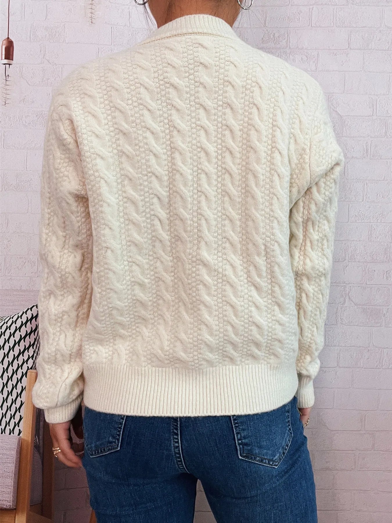 Cable Knit Button-Up Cardigan