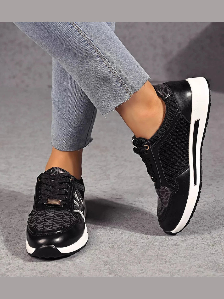 Women Lace Up Round Toe Sneakers nicholesgifts