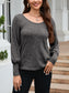 Ribbed Round Neck Lantern Sleeve Knit Top nicholesgifts