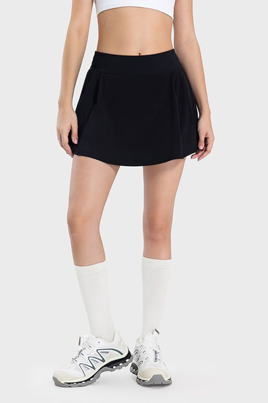Women Pleated Detail Mid-Rise Waist Active Skirt