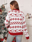 Perfee Contrast Geometric Round Neck Long Sleeve Sweater nicholesgifts