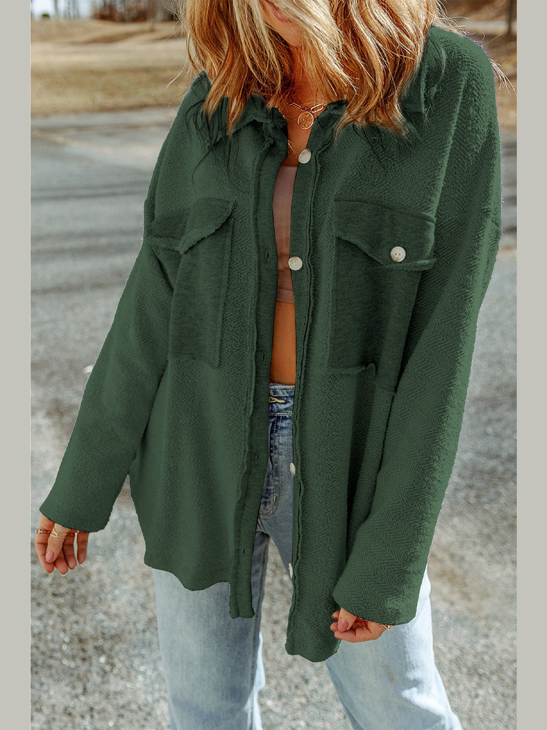 Button Down Long Sleeve Jacket nicholesgifts