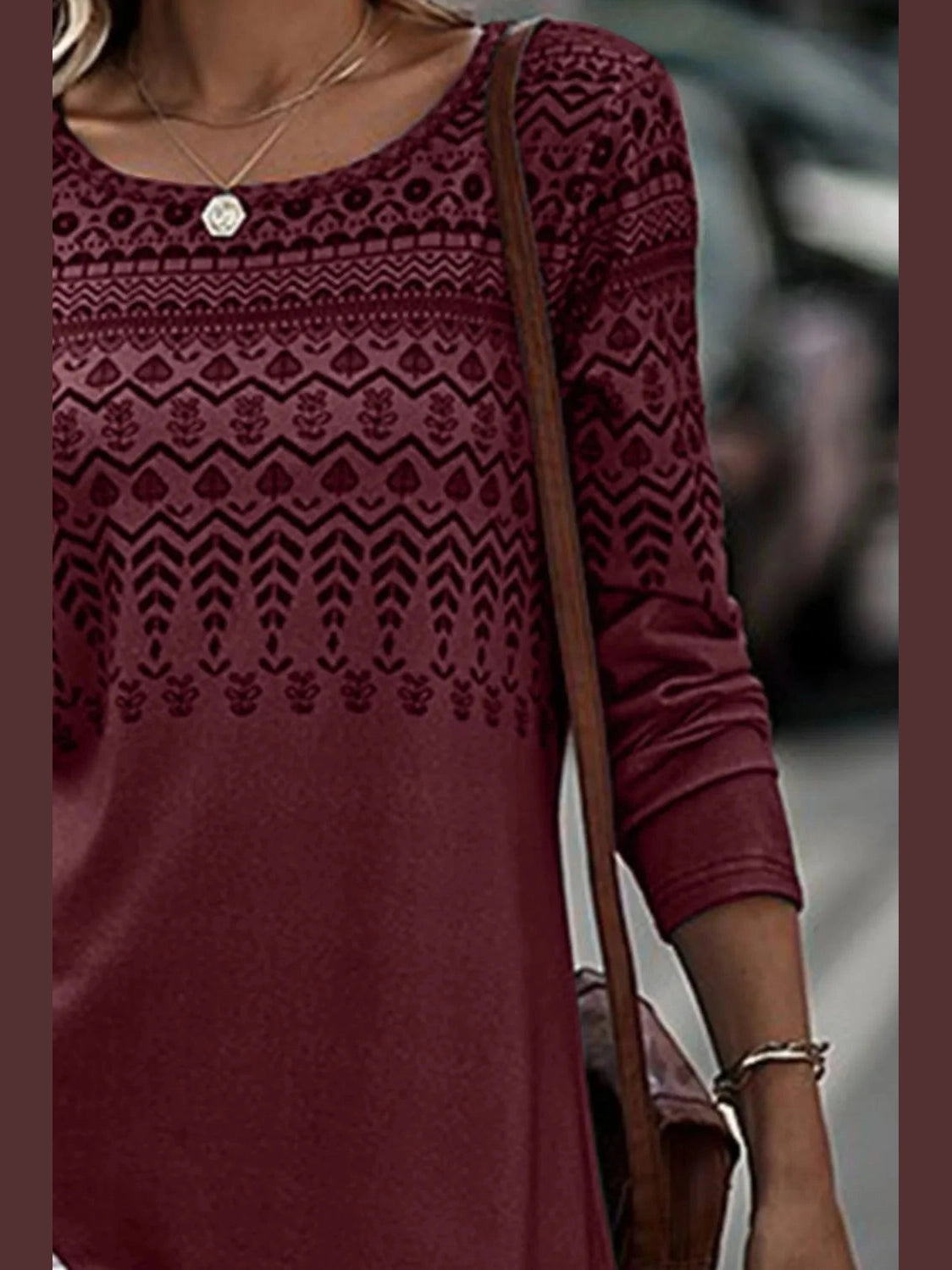 Printed Round Neck Long Sleeve T-Shirt NicholesGifts