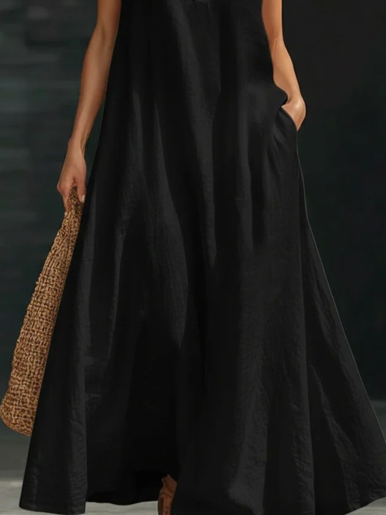Halter Neck Maxi Dress with Pockets nicholesgifts