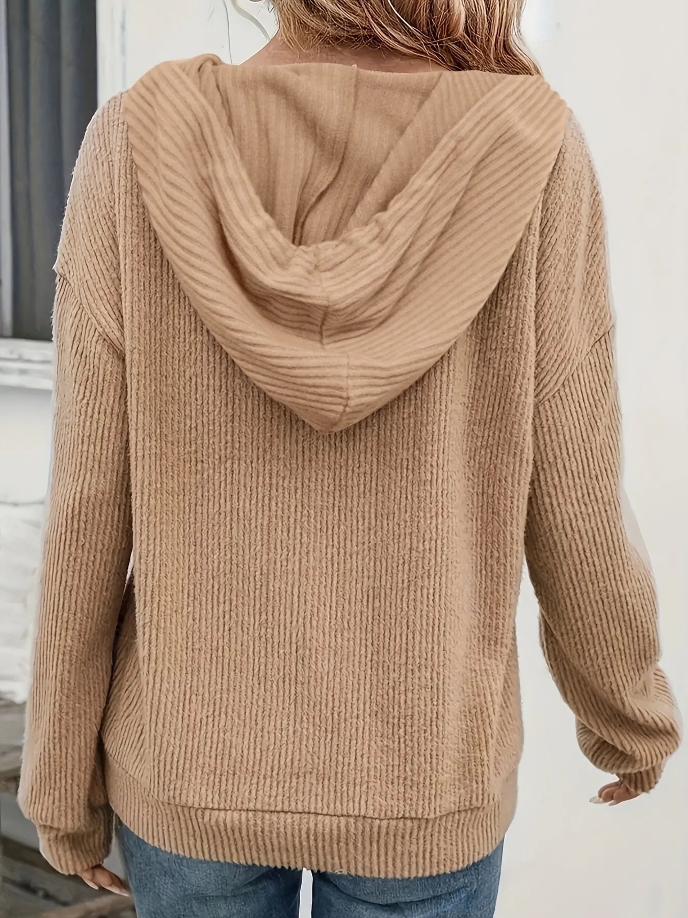 Drawstring Button Front Hoodie