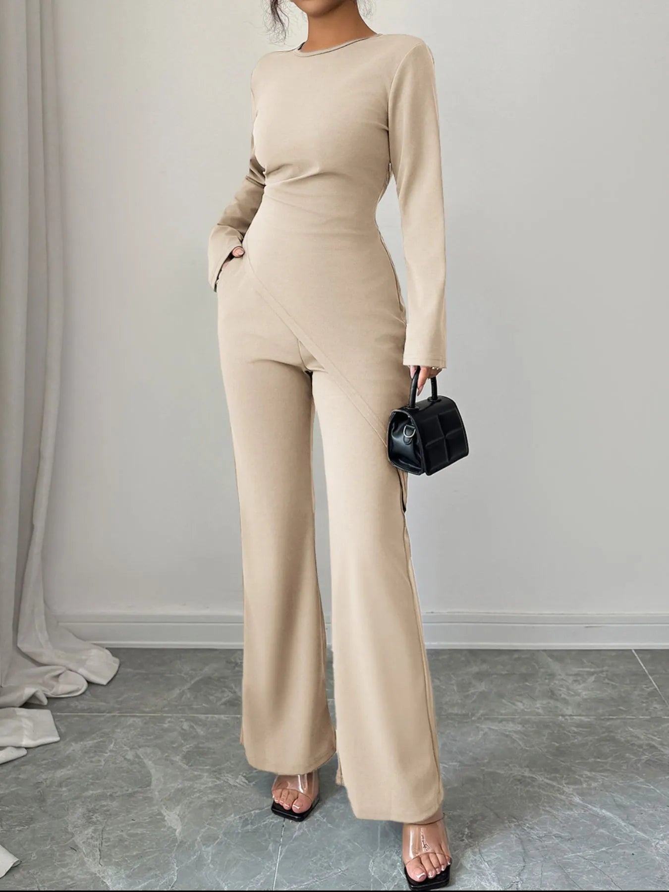 Asymmetric Long Sleeve Top and Pants Set nicholesgifts