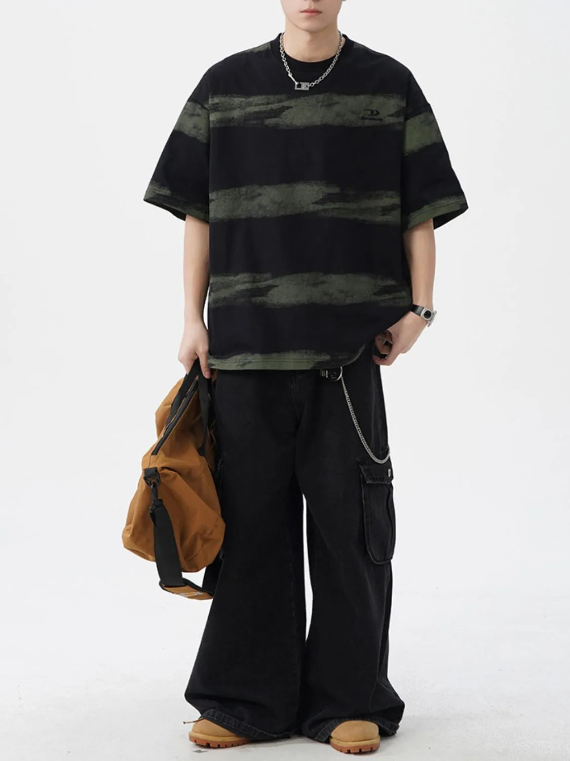 Men's Plus Size Basic style Round Neck Striped T-Shirt NicholesGifts