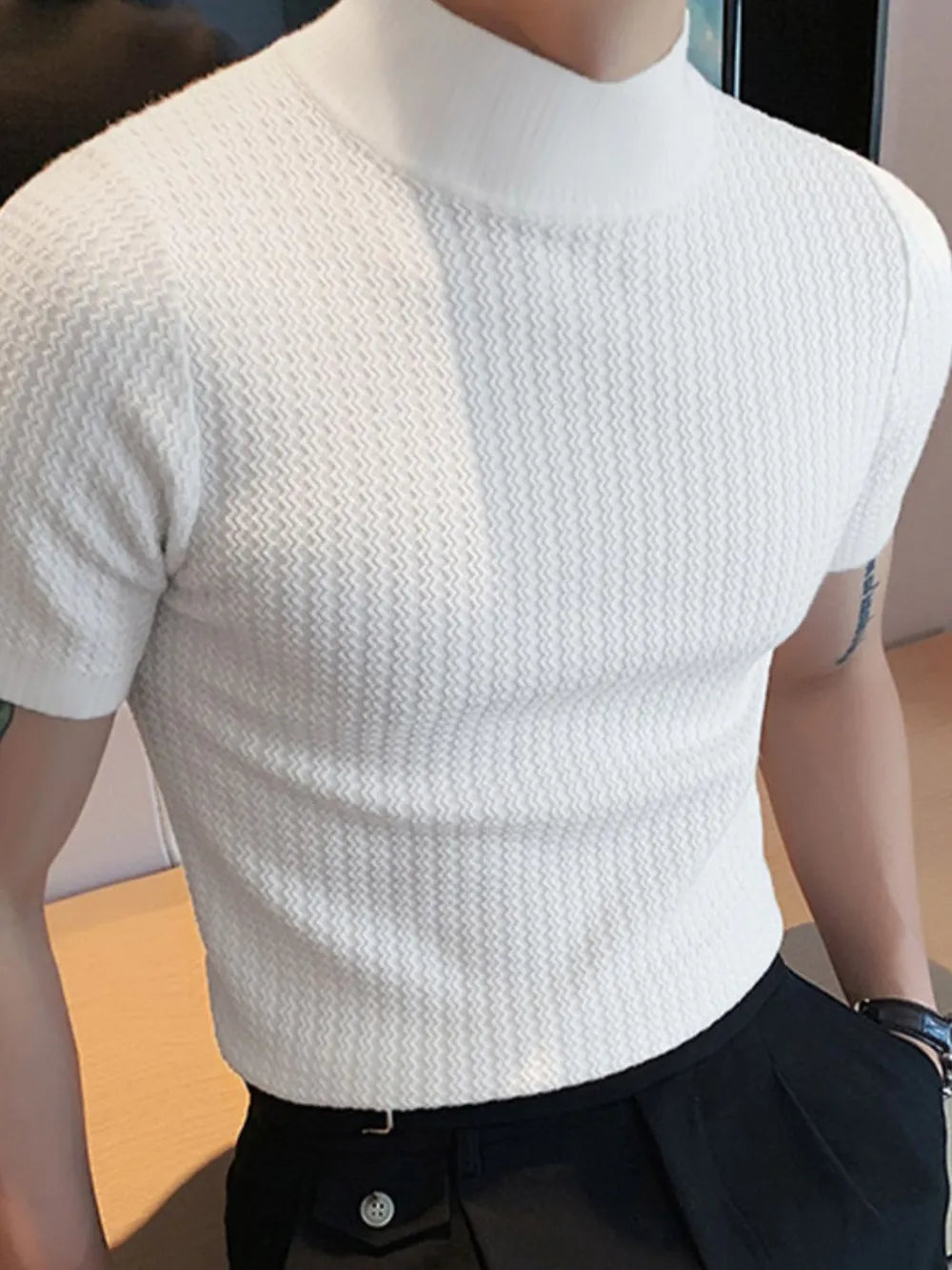 Men's Full Size Mock Neck Short Sleeve T-Shirt Plus Size NicholesGifts