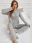 Button Up Long Sleeve Top and Pants Lounge Set nicholesgifts