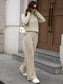 Ribbed Turtleneck Dropped Shoulder Top and Pants Sweater Set nicholesgifts