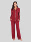 Collared Neck Long Sleeve Loungewear Set with Pockets nicholesgifts