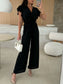 Surplice Wide Leg Belted Jumpsuit nicholesgifts