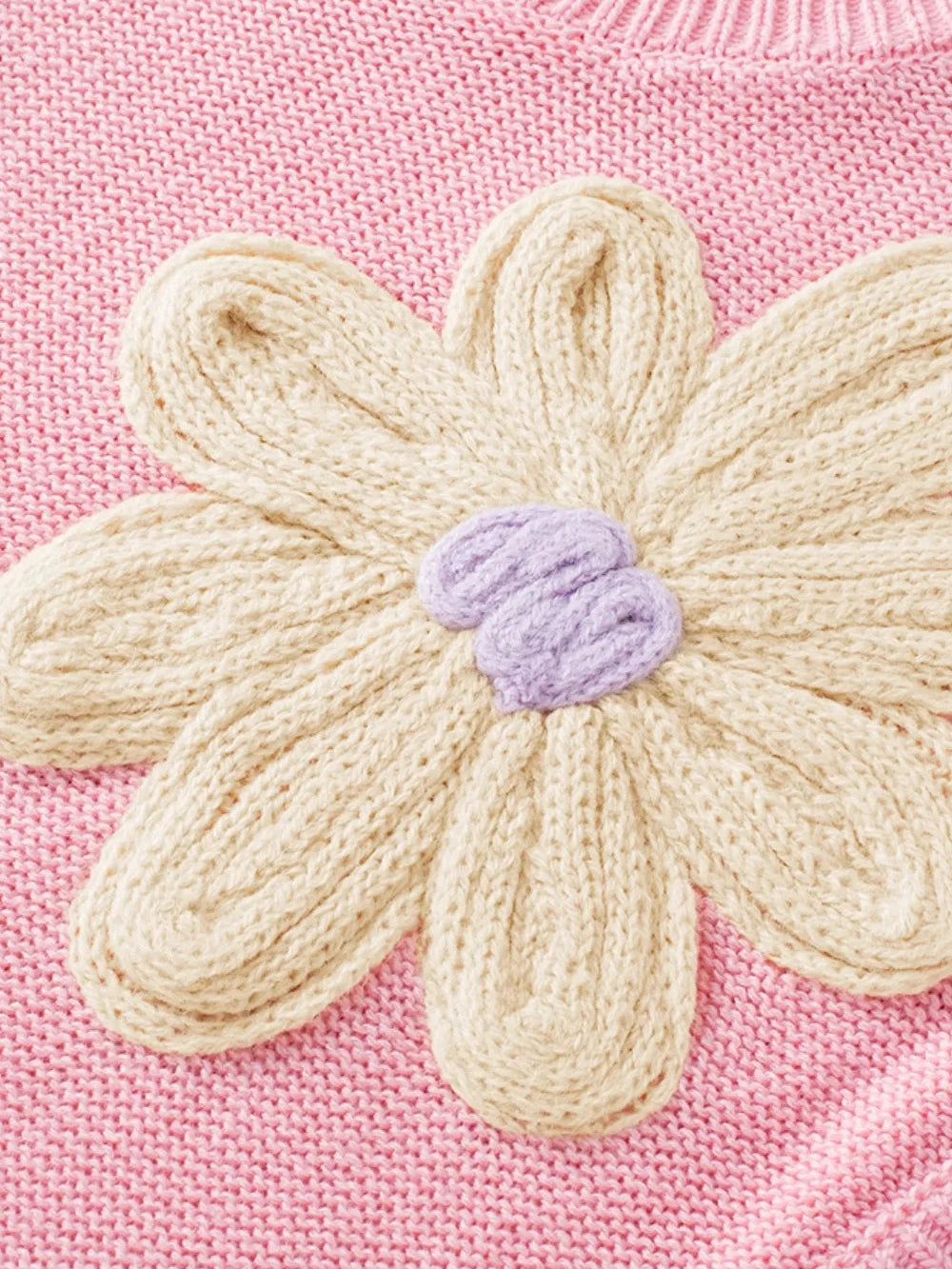 Crochet Flower Round Neck Sweater Vest nicholesgifts