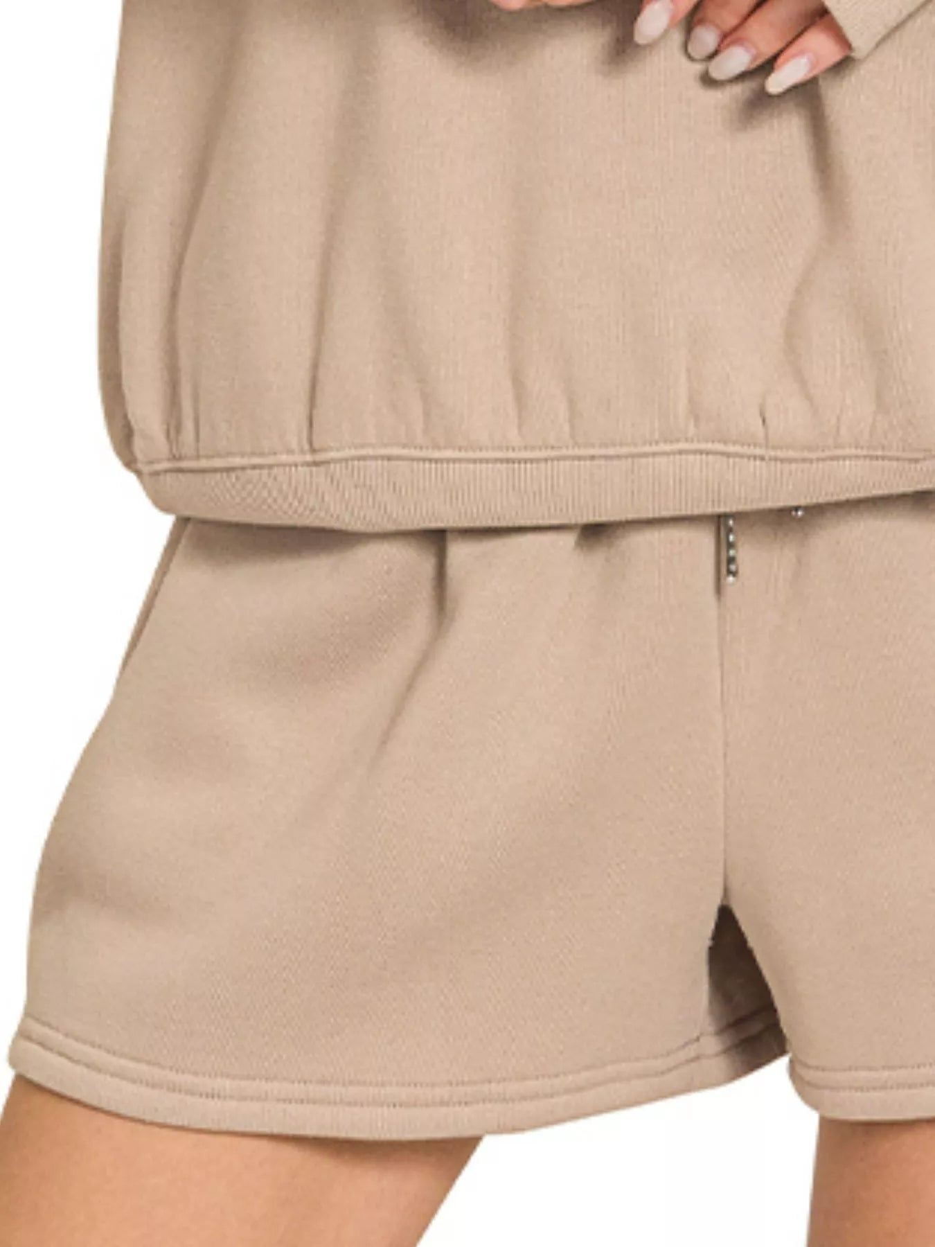 Zenana Fleece Boat Neck Sweatshirt and Shorts Set Trendsi