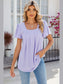 Women Eyelet Square Neck Flutter Sleeve Blouse nicholesgifts