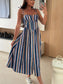 Striped Tie-Shoulder Midi Dress nicholesgifts