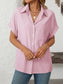 Mandy Pocketed Striped Collared Neck Short Sleeve Shirt nicholesgifts