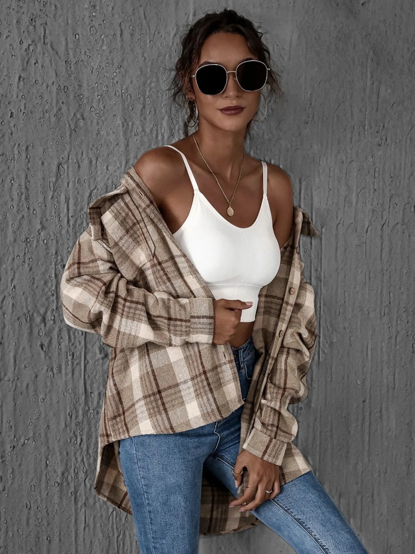 Plaid Button-Up Long Sleeve Shirt NicholesGifts