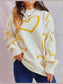 Heart Pattern Long Sleeve Sweater nicholesgifts