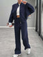 Baseball Collar Zip Up Outerwear and Drawstring Pants Set nicholesgifts